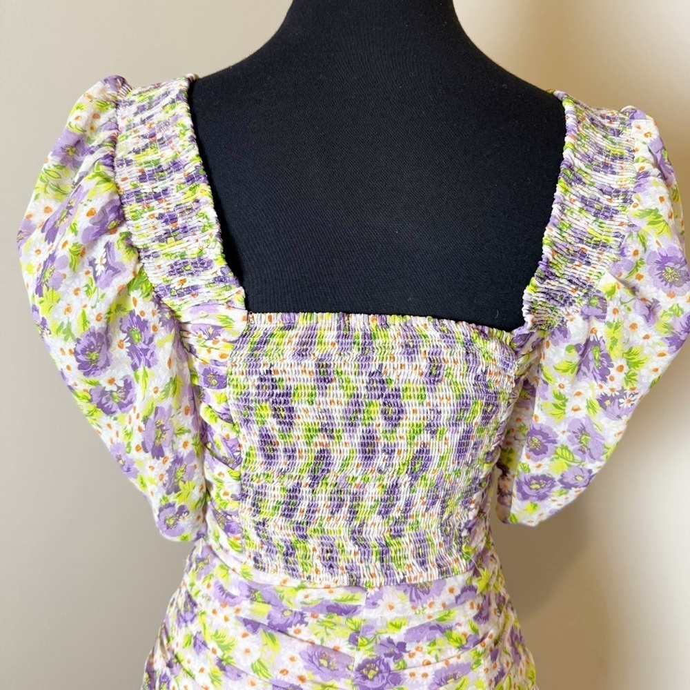 ZARA Ruched Floral Dress Small - Picture 8 of 12